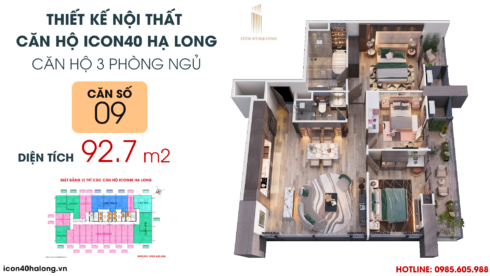 Thiết kế nội thất căn hộ Icon40 Bim Group - Căn 3 Phòng Ngủ