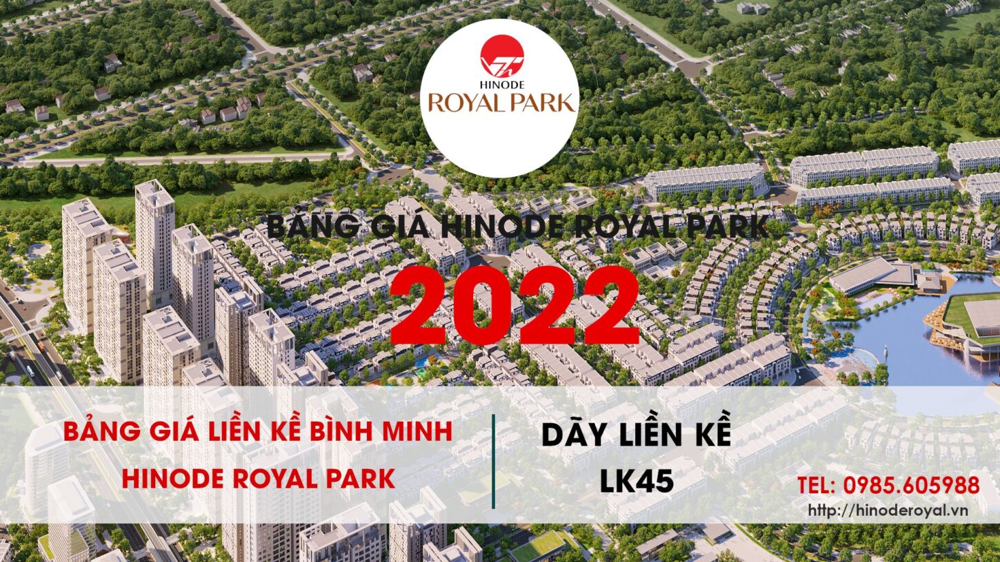 Bảng giá Liền Kề LK45 Hinode Royal Park Hà Nội Bảng giá Liền Kề LK45 Hinode Royal Park Hà Nội