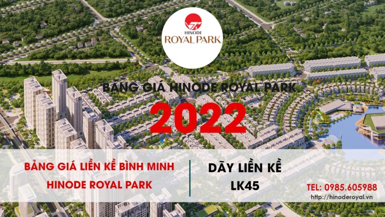 Bảng giá Liền Kề LK45 Hinode Royal Park Hà Nội