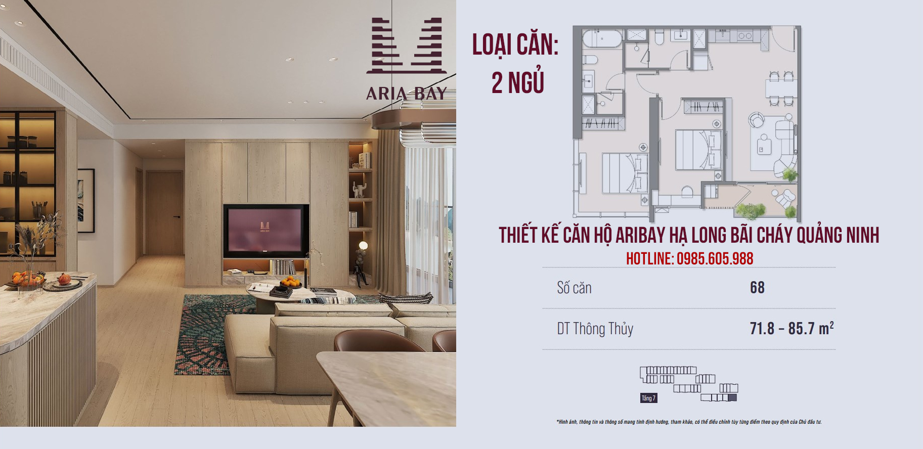 Thiết kế căn hộ Aria Bay Hạ Long | Loại căn 2 Ngủ 71m2 - 85m2 Thiết kế căn hộ Aria Bay Hạ Long | Loại căn 2 Ngủ 71m2 - 85m2