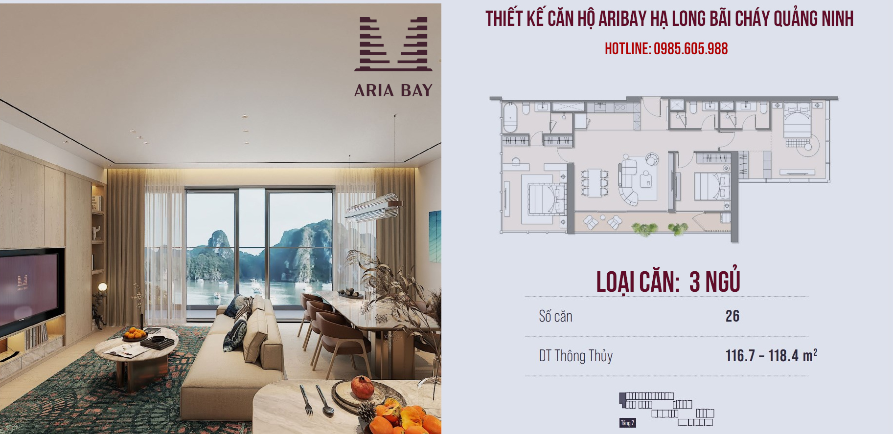 Thiết kế căn hộ Aria Bay Hạ Long | Loại căn 3 Ngủ 116m2 - 118m2 Thiết kế căn hộ Aria Bay Hạ Long | Loại căn 3 Ngủ 116m2 - 118m2