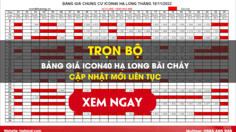 Cập nhật bảng giá Icon40 Hạ Long ngày 10/11/2022