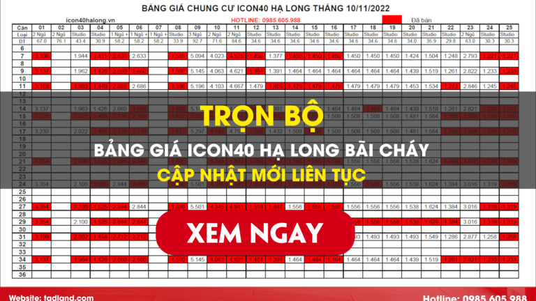 Cập nhật bảng giá Icon40 Hạ Long ngày 10/11/2022