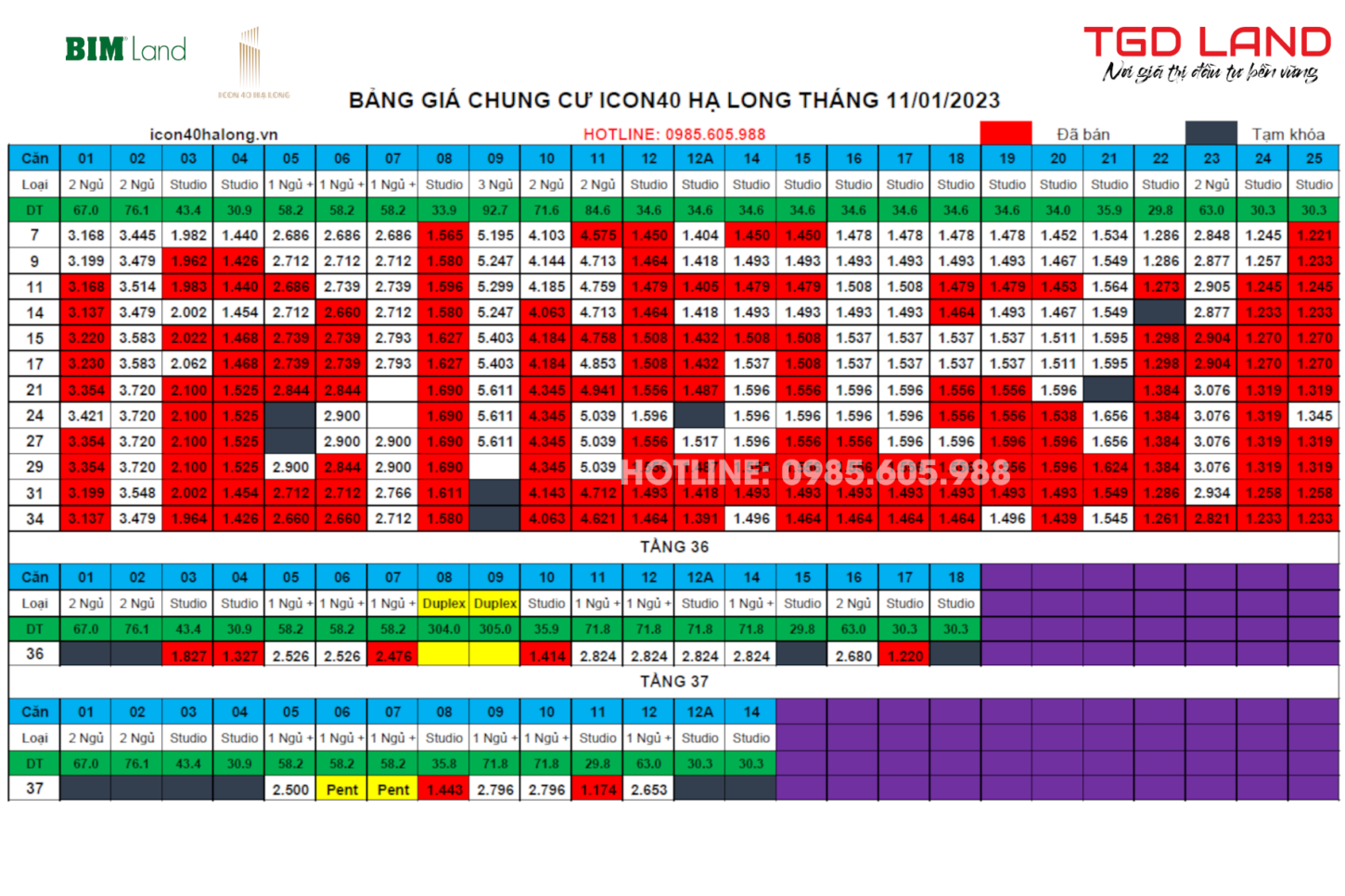 Bảng giá căn hộ Icon40 Hạ Long mở bán ngày 11/01/2023