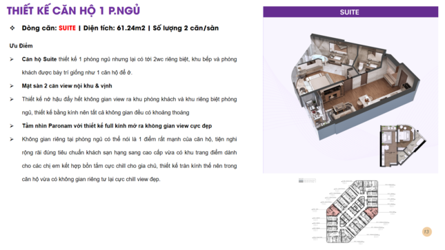 Thiết kế căn hộ 1 Ngủ Crystal Vân Đồn - Suite