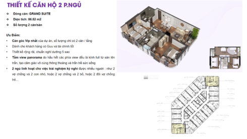 Thiết kế căn hộ 2 Ngủ Góc Crystal Vân Đồn