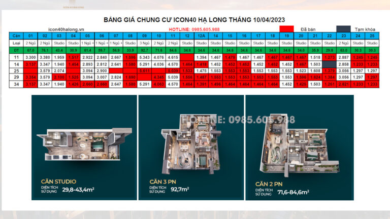 Bảng giá Icon40 Hạ Long Tháng 4/2023 - Bim Group