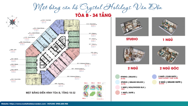 Mặt bằng căn hộ Crystal Holidays Vân Đồn Tòa B ( Tầng 18 – 32 ) Mặt bằng căn hộ Crystal Holidays Vân Đồn Tòa B ( Tầng 18 - 32 )