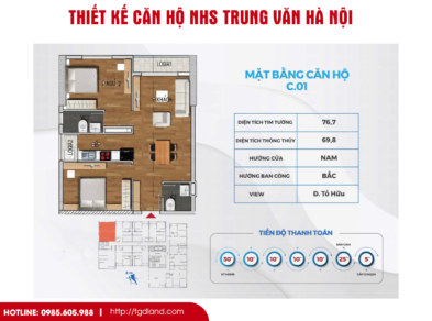 Thiết kế căn hộ chung cư Nhs Trung Văn Hà Nội | Căn số 01
