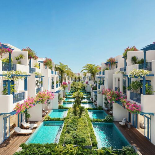 Hình ảnh phối cảnh thiết kế Villa tiểu khu Hy Lạp tại Sông Town khu đô thị Caraworld Cam Ranh 2025
