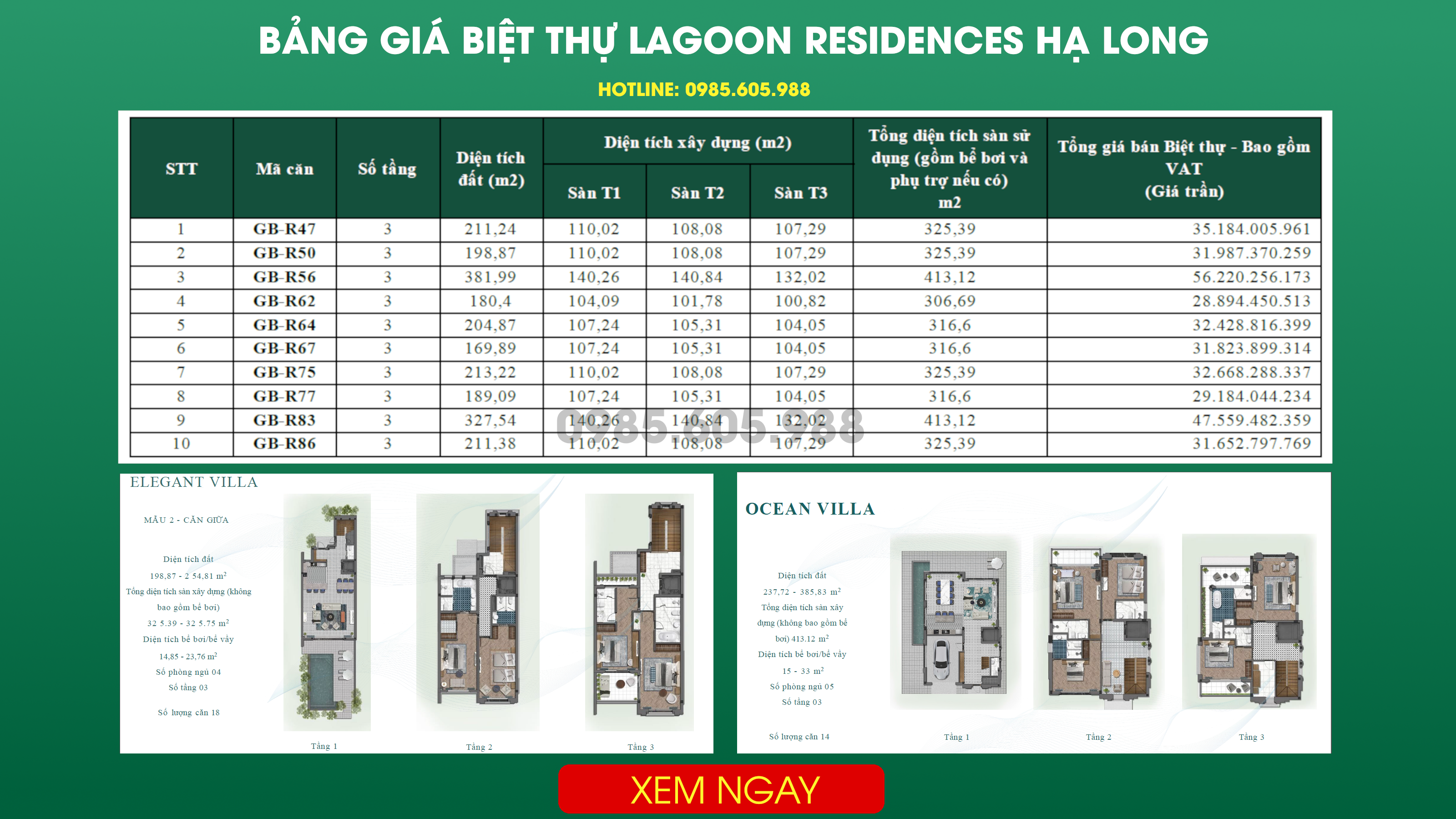 Bảng giá chi tiết Biệt thự Lagoon Residences Hạ Long Mới Nhất