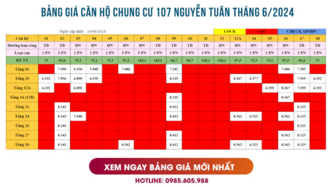 Bảng giá căn hộ chung cư 107 Nguyễn Tuân Tháng 6/2024 | DỰ ÁN VIHA COMPLEX