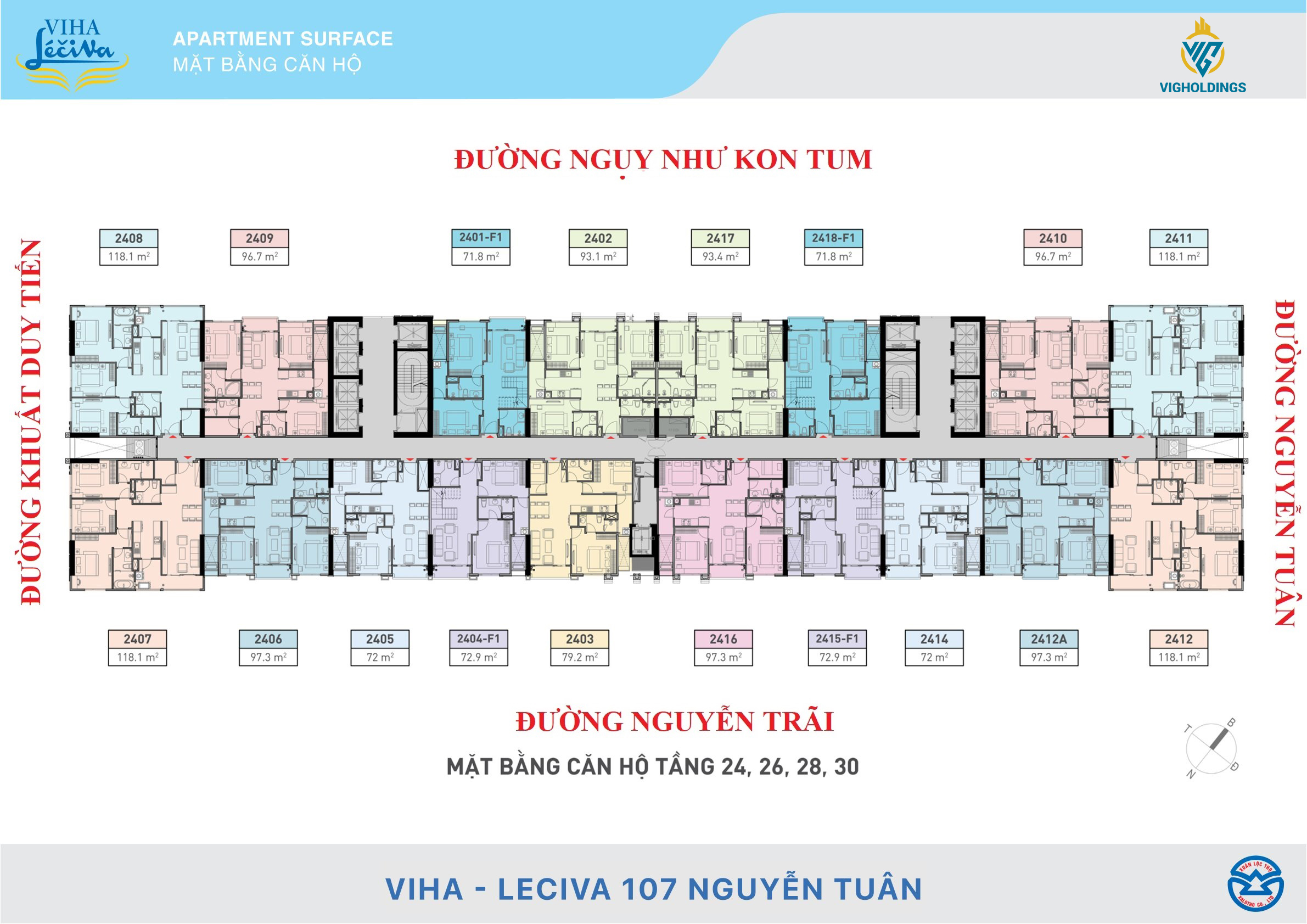 Mặt bằng căn hộ chung cư Viha Complex | TẦNG 24, 26, 26, 30 | Chung cư 107 Nguyễn Tuân Hà Nội