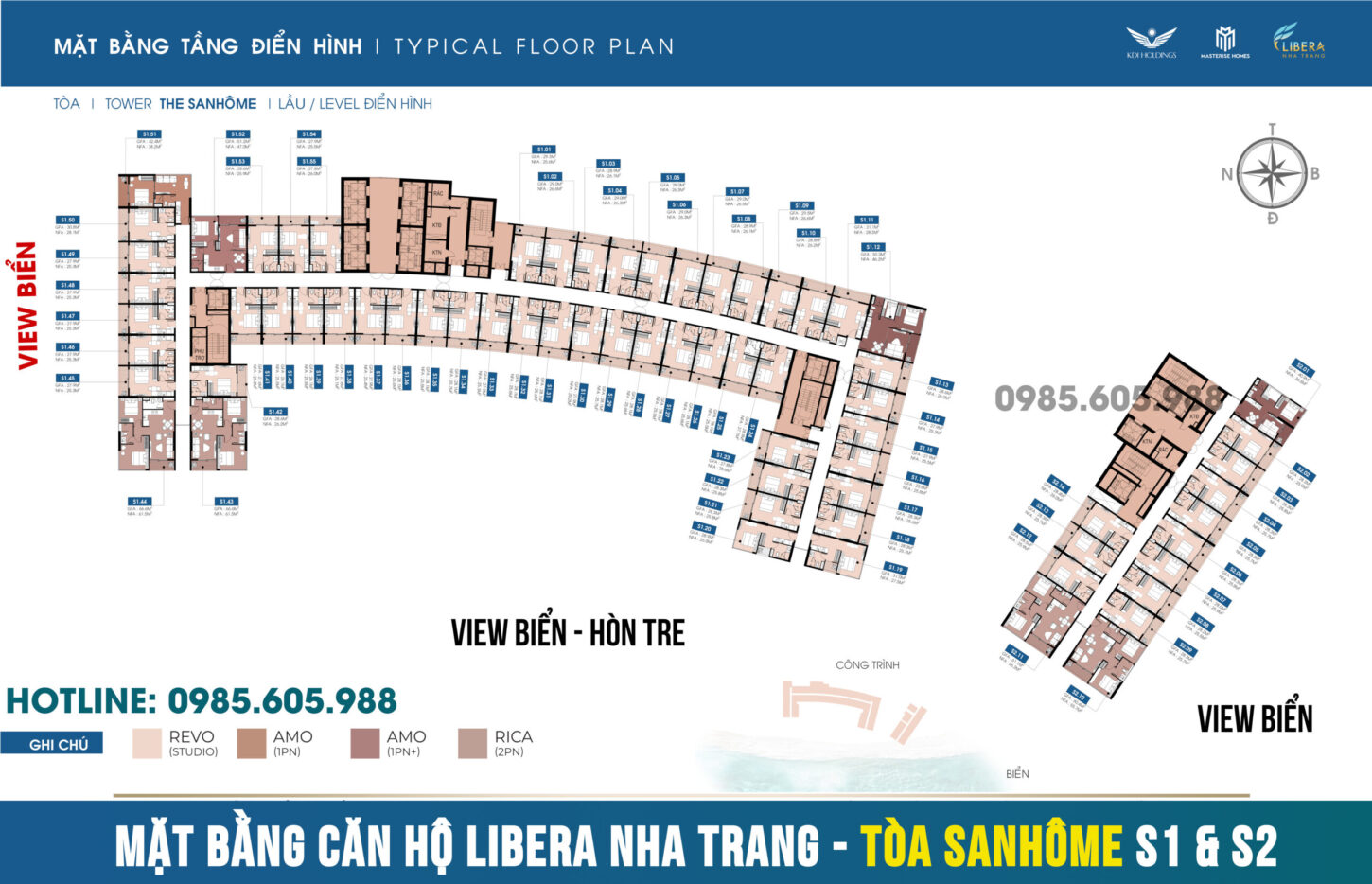 Mặt bằng căn hộ Libera Nha Trang tòa Sanhome S1 và S2 Mặt bằng căn hộ Libera Nha Trang tòa Sanhome S1 và S2