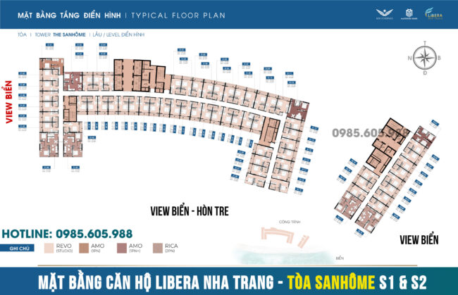 Mặt bằng căn hộ Libera Nha Trang tòa Sanhome S1 và S2 Mặt bằng căn hộ Libera Nha Trang tòa Sanhome S1 và S2