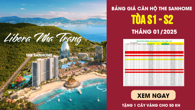 Bảng giá căn hộ Sanhome Tháng 1/2025 tại Libera Nha Trang