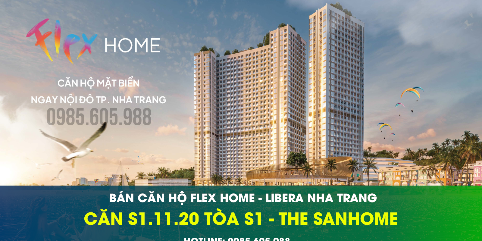 Bán căn S1.11.20 Tòa S1 căn hộ Sanhome dự án Libera Nha Trang