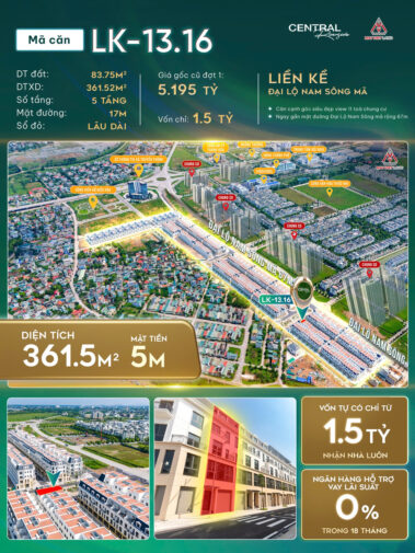 Giá bán Liền kề LK-13.16 Taseco Thanh Hóa