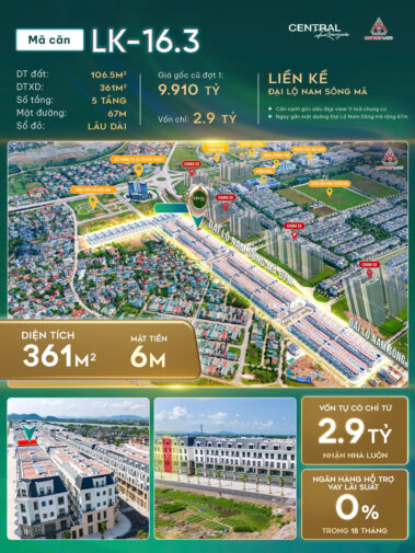 Giá bán Liền kề LK-16.3 Taseco Thanh Hóa