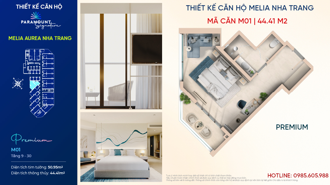 Thiế kế căn hộ Melia Aurea Nha Trang - Mã Căn: 01| Hạng Premium