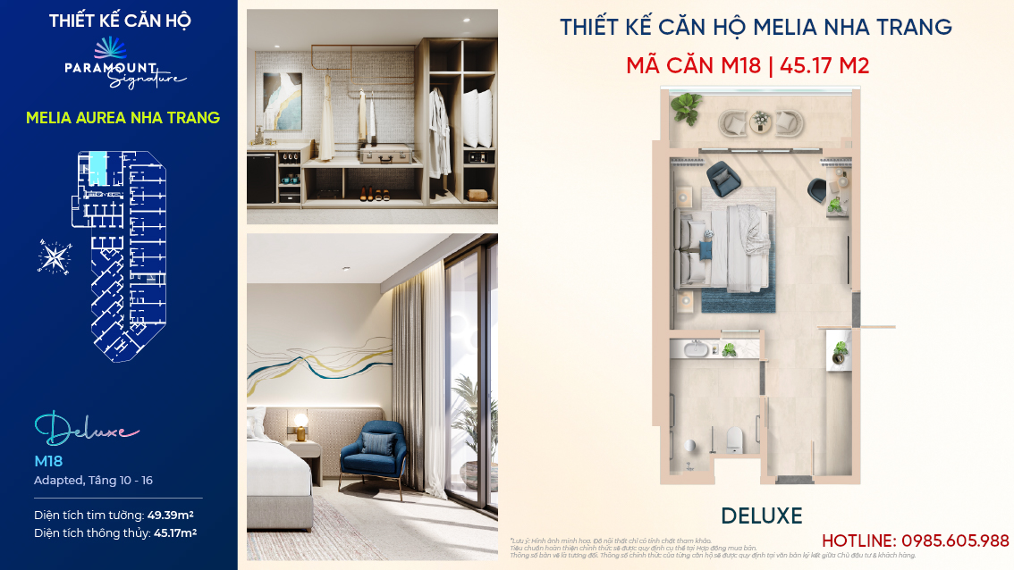 Thiế kế căn hộ Melia Aurea Nha Trang - Mã Căn: 18 | Hạng Deluxe