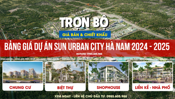 Bảng giá dự án Sun Urban City Hà Nam 2024