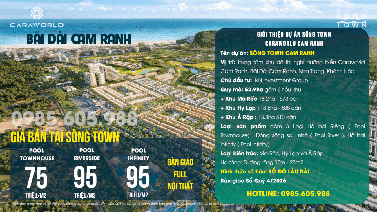 Giới thiệu dự án Sông Town Caraworld Cam Ranh 2024 - 2025