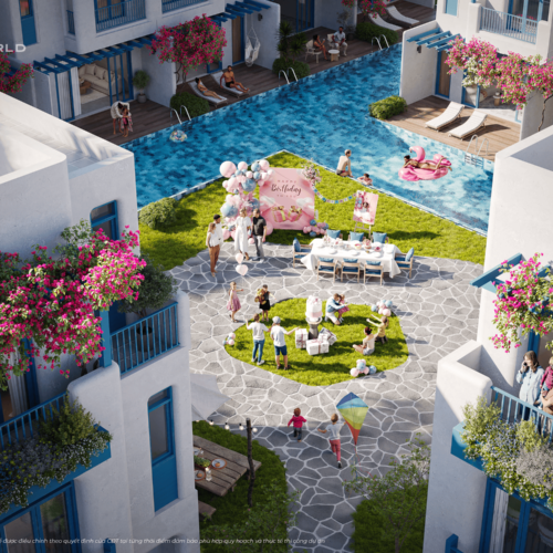 Hình ảnh phối cảnh thiết kế Villa tiểu khu Hy Lạp tại Sông Town khu đô thị Caraworld Cam Ranh 2025