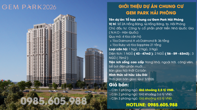 Giới thiệu dự án chung cư Gem Park Hải Phòng 2026