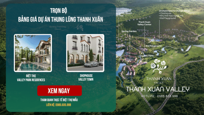 Bảng giá dự án Thung Lũng Thanh Xuân Vĩnh Phúc 2025 - 2026