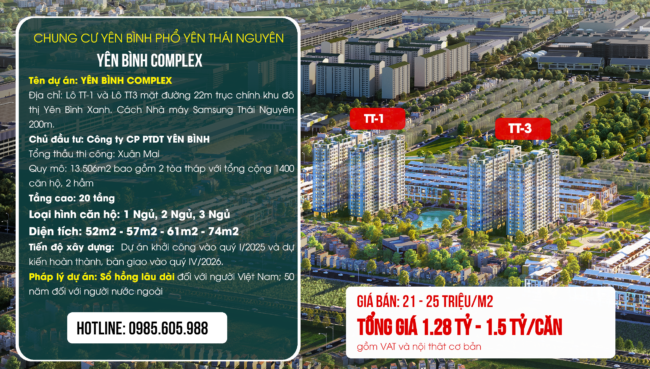 Chung cư Yên Bình Complex Phổ yên Thái Nguyên