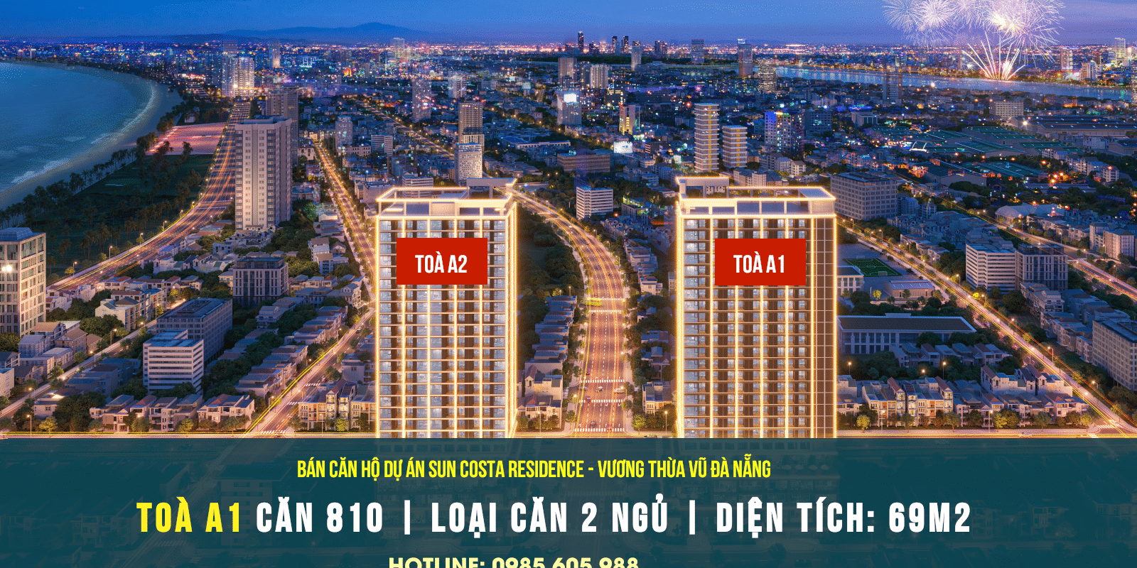 Thông tin bán căn hộ 810 Toà A1 dự án Sun Costa Residences ( Sun Vương Thừa Vũ ) Đà Nẵng 2025