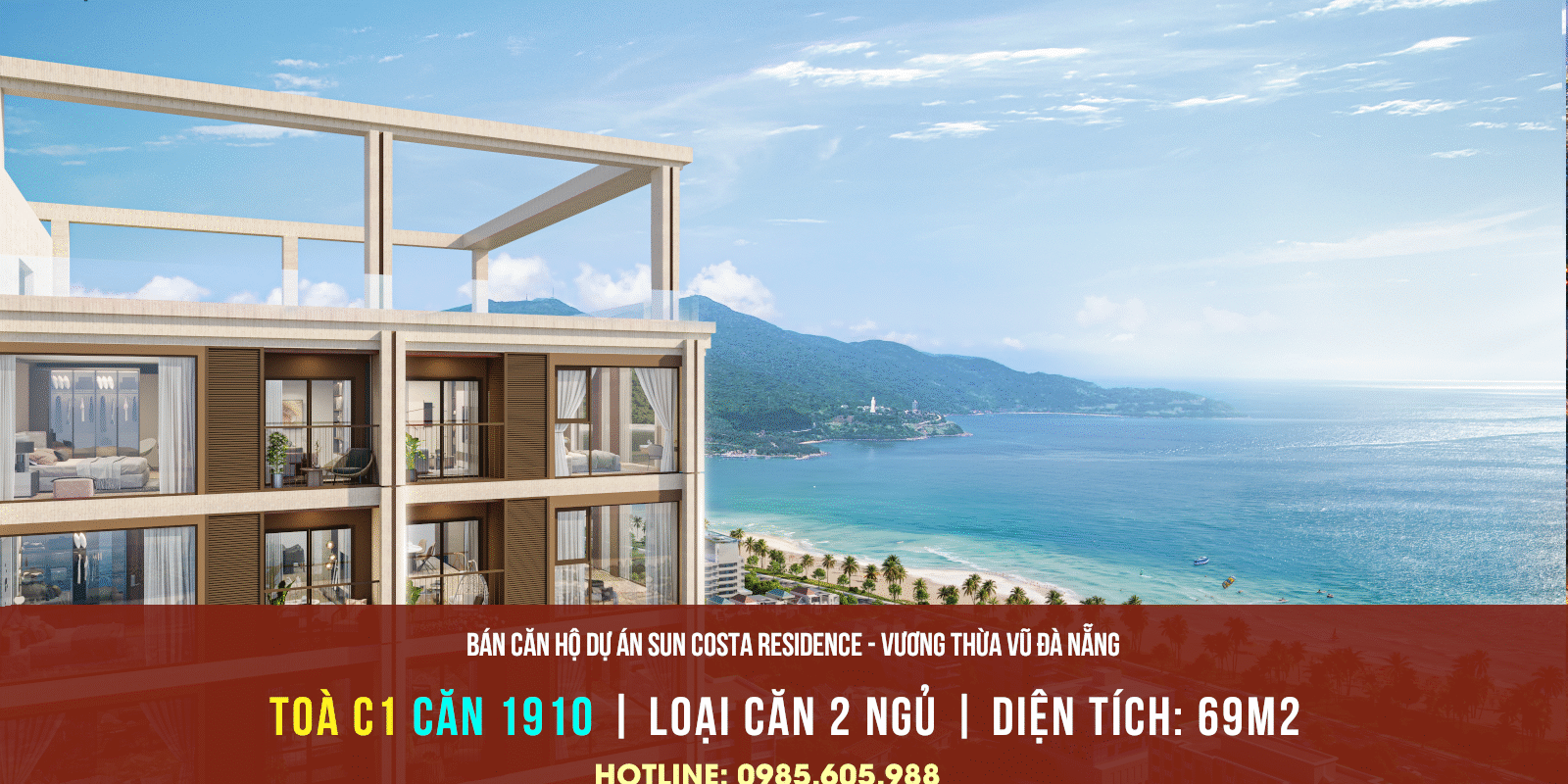 Thông tin bán căn hộ 1910 Toà C1 dự án Sun Costa Residences ( Sun Vương Thừa Vũ ) Đà Nẵng 2025