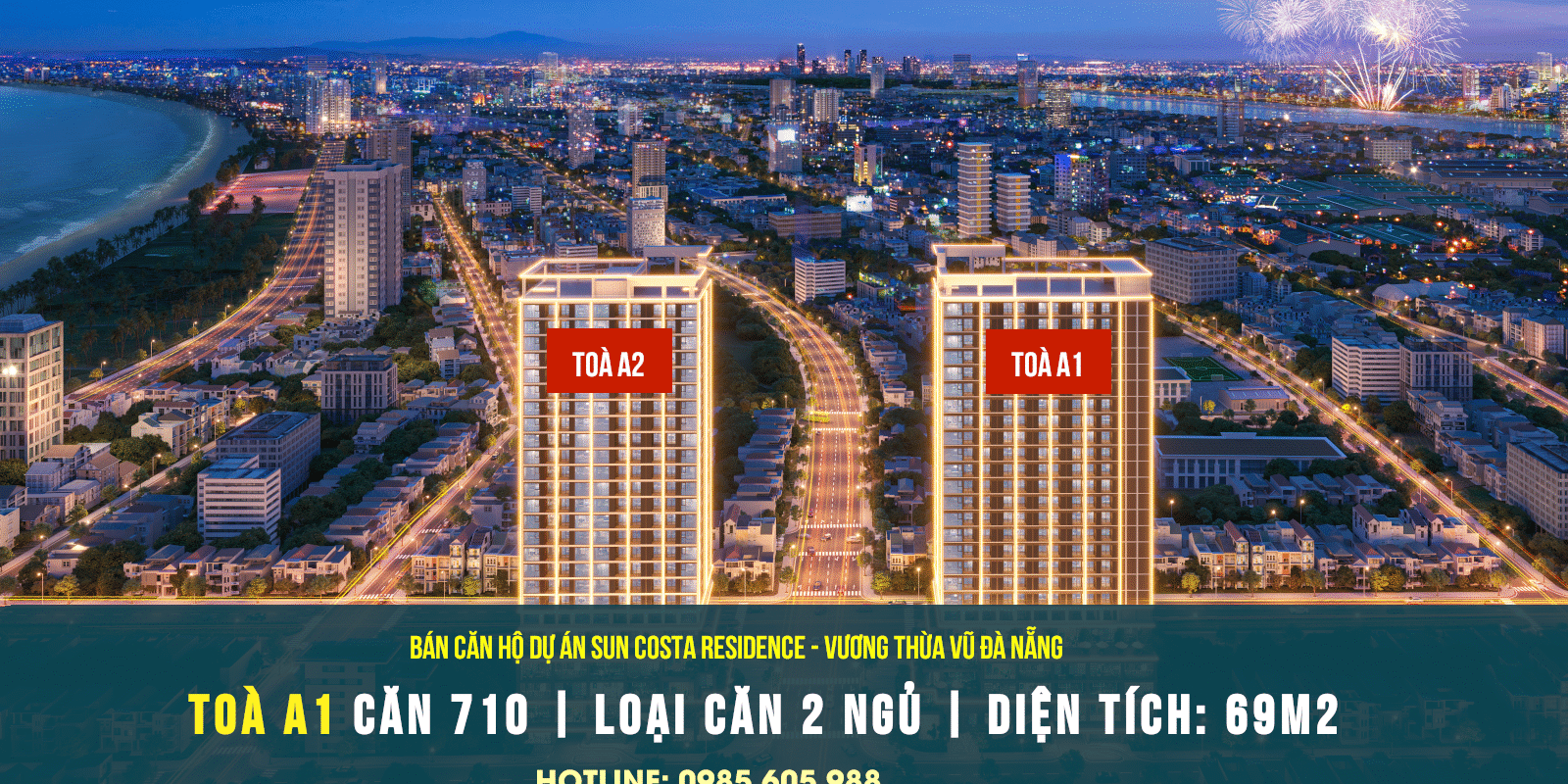 Thông tin căn hộ 710 Toà A1 dự án Sun Costa Residences ( Sun Vương Thừa Vũ ) Đà Nẵng 2025