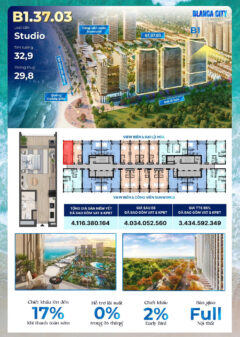 Bán căn Studio Sun Blanca Vũng Tàu Toà B1 căn B1.37.03. LH: 0985.605.988