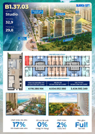 Bán căn Studio Sun Blanca Vũng Tàu Toà B1 căn B1.37.03. LH: 0985.605.988