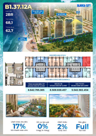 Bán căn 2 Ngủ Sun Blanca Vũng Tàu Toà B1 căn B1.37.12a. LH: 0985.605.988