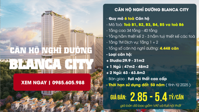 Căn hộ nghỉ dưỡng Blanca City Vũng Tàu 2025