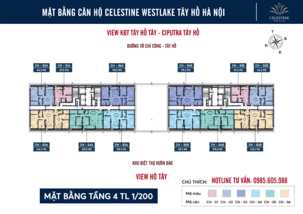 Mặt bằng căn hộ Celestine WestLake Tây Hồ Hà Nội 2025 | TẦNG 4 Mặt bằng căn hộ Celestine WestLake Tây Hồ Hà Nội 2025 | TẦNG 4
