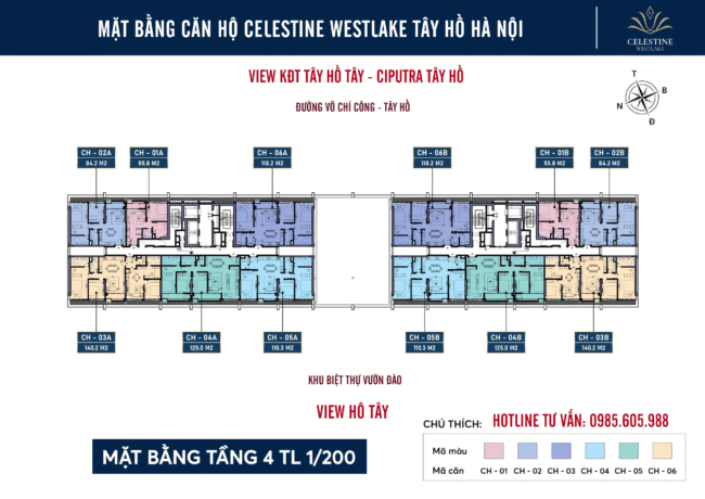 Mặt bằng căn hộ Celestine WestLake Tây Hồ Hà Nội 2025 | TẦNG 4 Mặt bằng căn hộ Celestine WestLake Tây Hồ Hà Nội 2025 | TẦNG 4