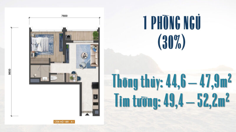 Loại căn hộ 1NGỦ + toà căn hộ Blanca Naus và Vessels tại Blanca Vũng Tàu