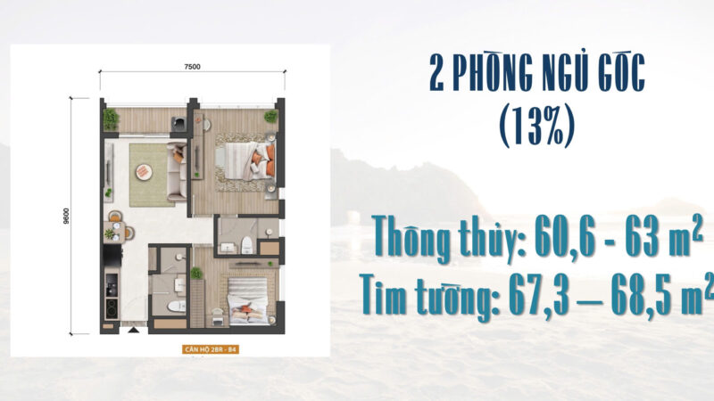 Loại căn hộ 2 NGỦ toà căn hộ Blanca Naus và Vessels tại Blanca Vũng Tàu