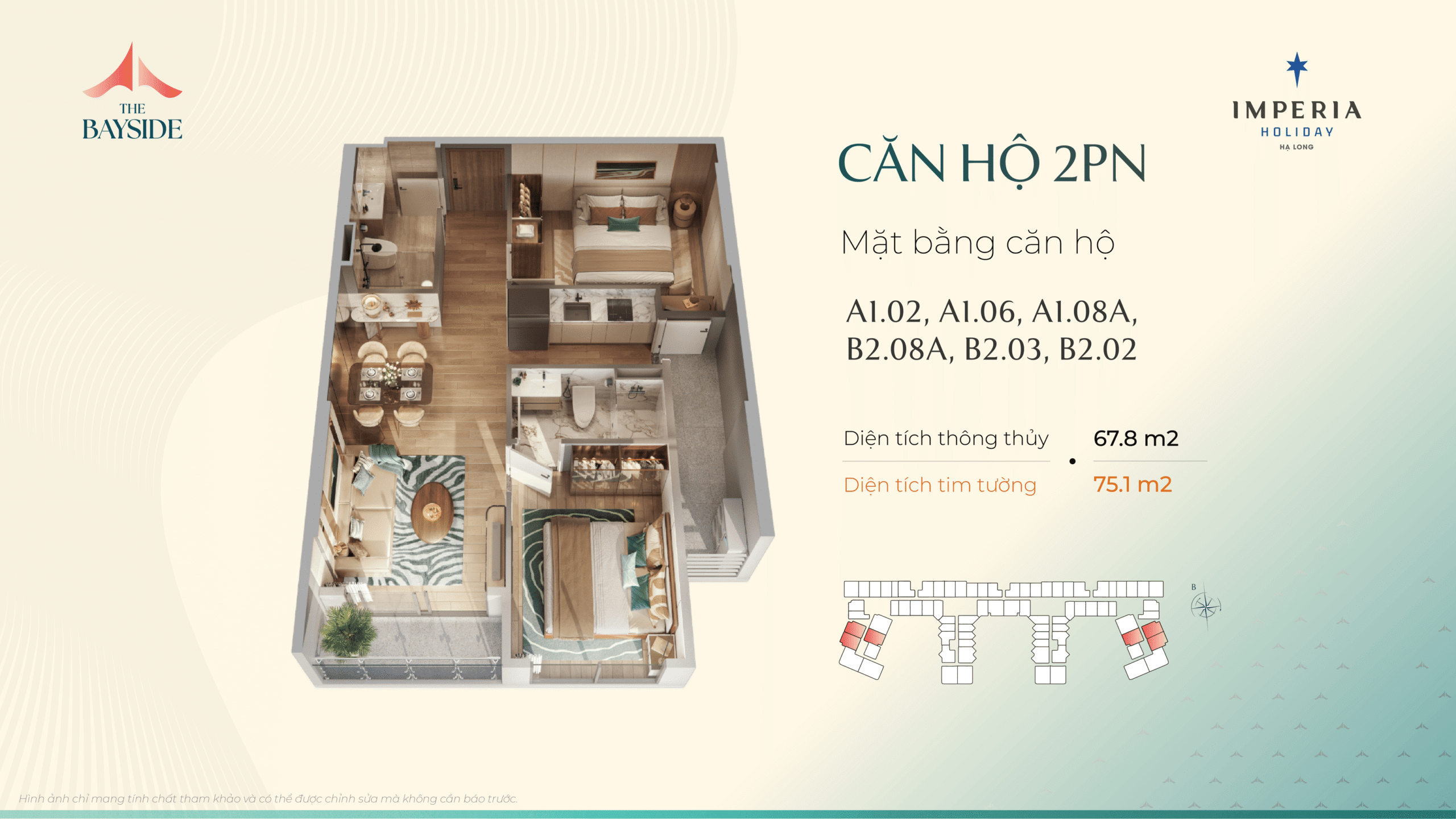 Thiết kế căn hộ Imepria Hạ Long - Loại căn 2 NGỦ