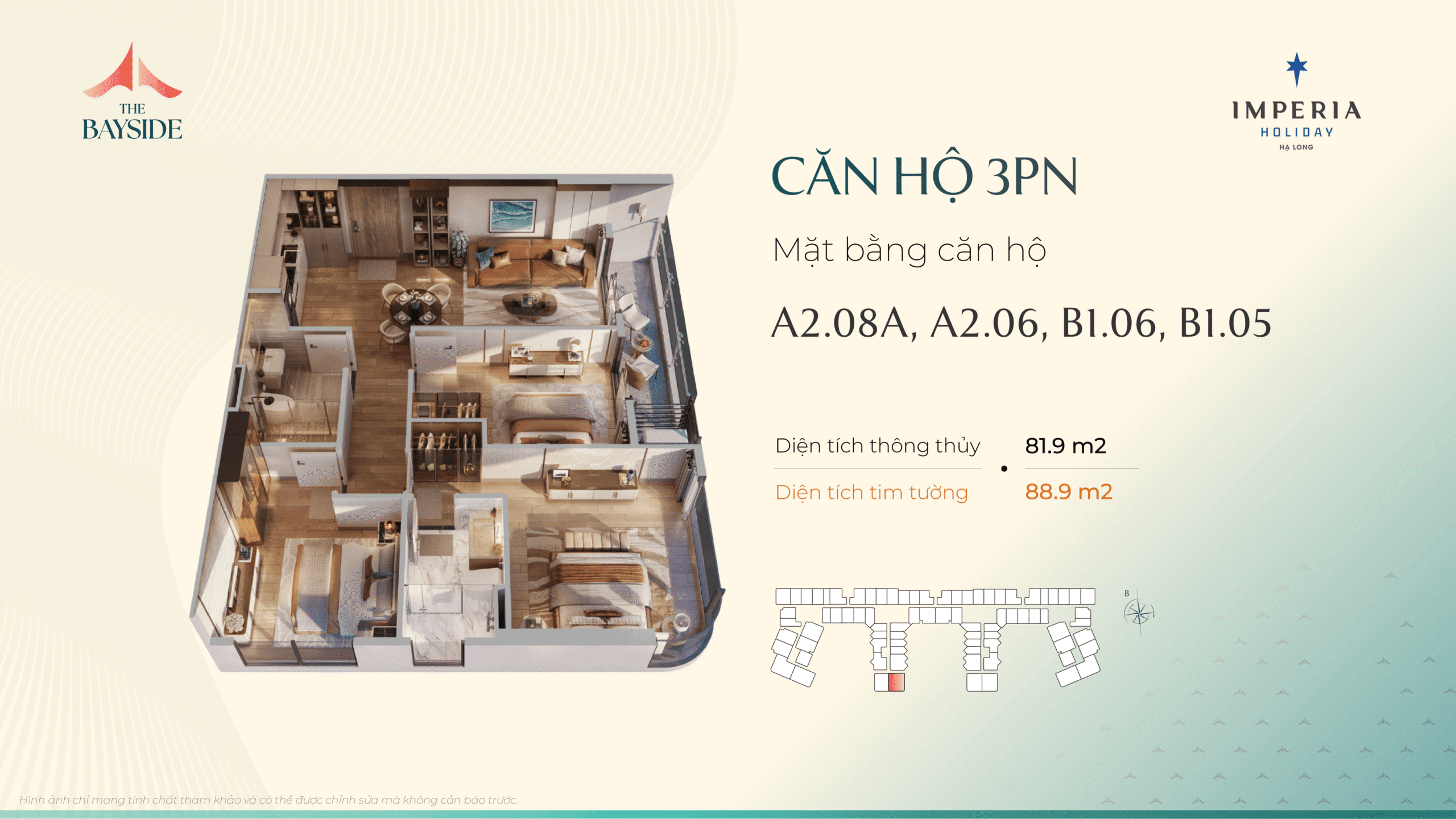 Thiết kế căn hộ Imepria Hạ Long - Loại căn 3 NGỦ