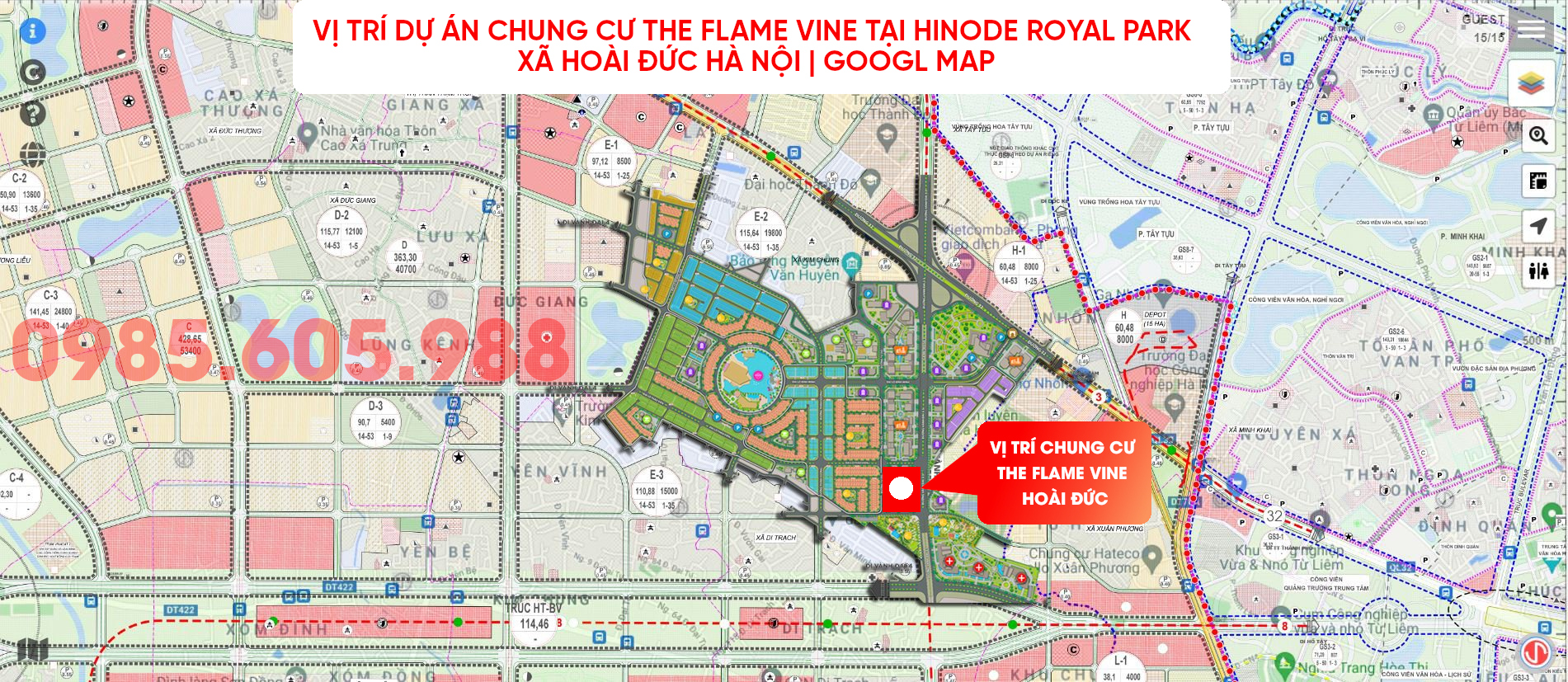 Vị trí toà HH3 Hinode Royal Park Hoài Đức Hà Nội 2026