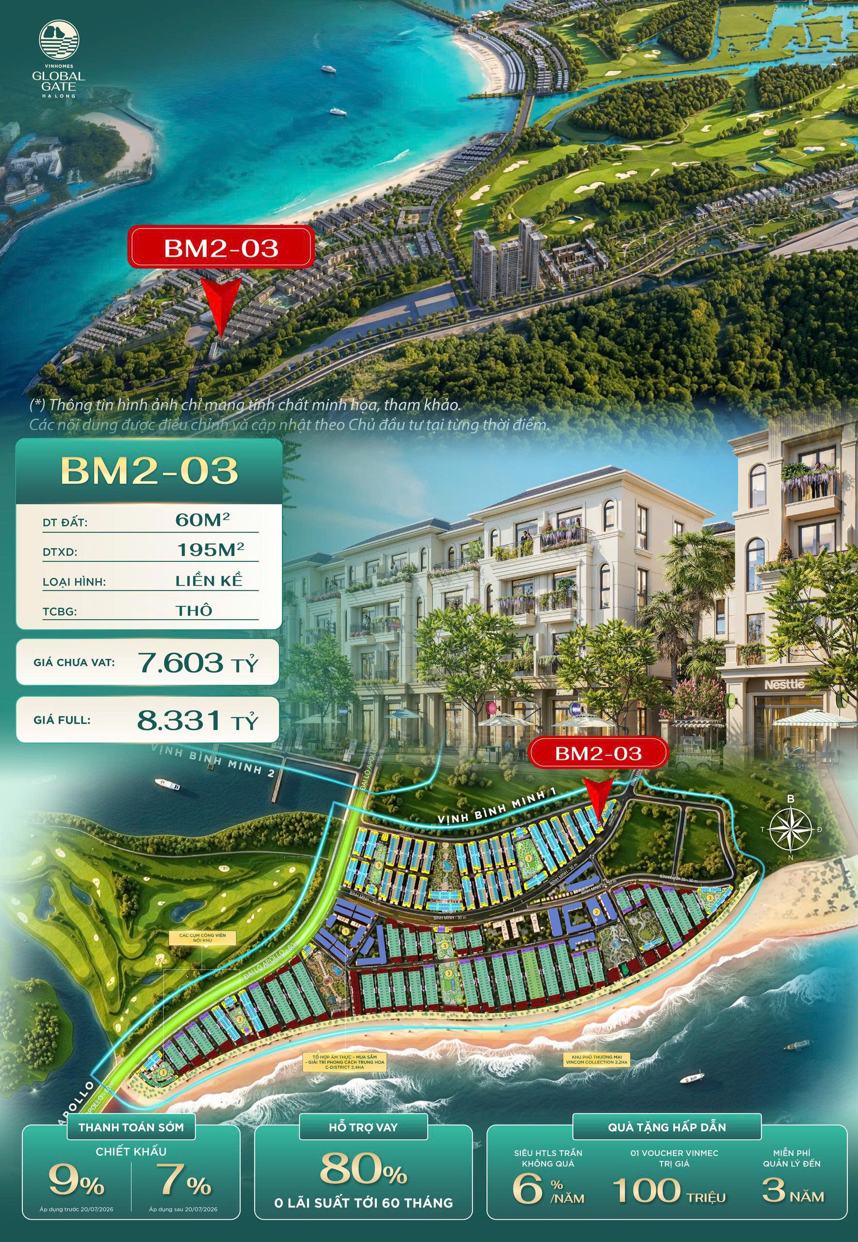 GIÁ BÁN VỊNH BÌNH MINH MÃ CĂN LIỀN KỀ BM2-03