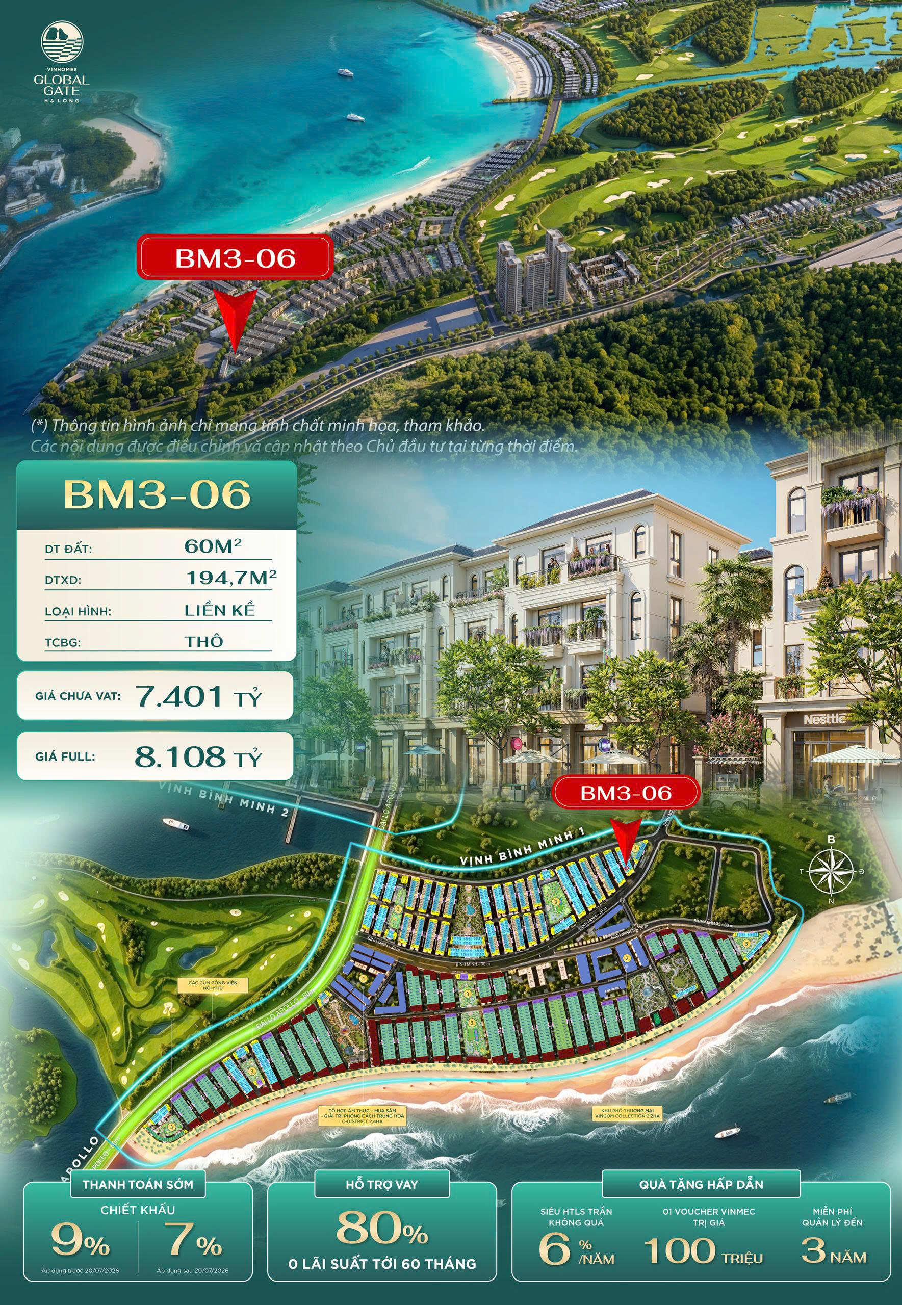 GIÁ BÁN VỊNH BÌNH MINH MÃ CĂN LIỀN KỀ BM3-06 HẠ LONG XANH