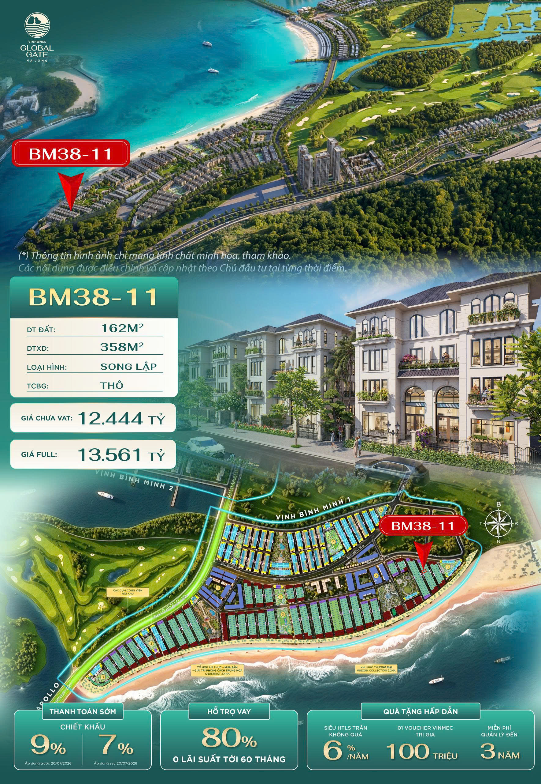 GIÁ BÁN VỊNH BÌNH MINH MÃ CĂN LIỀN KỀ BM38-11 HẠ LONG XANH