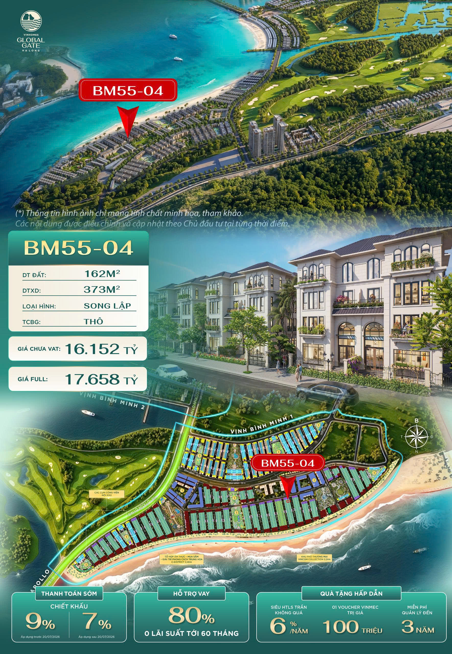 GIÁ BÁN VỊNH BÌNH MINH MÃ CĂN LIỀN KỀ BM55-04 HẠ LONG XANH