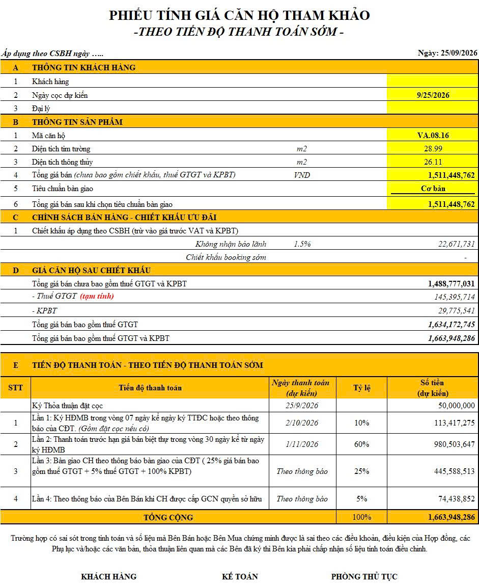 Phiếu tính giá Alora Nha Trang - Phương án TIẾN ĐỘ TTS - Căn VA.08.16 Phiếu tính giá Alora Nha Trang - Phương án TIẾN ĐỘ TTS - Căn VA.08.16